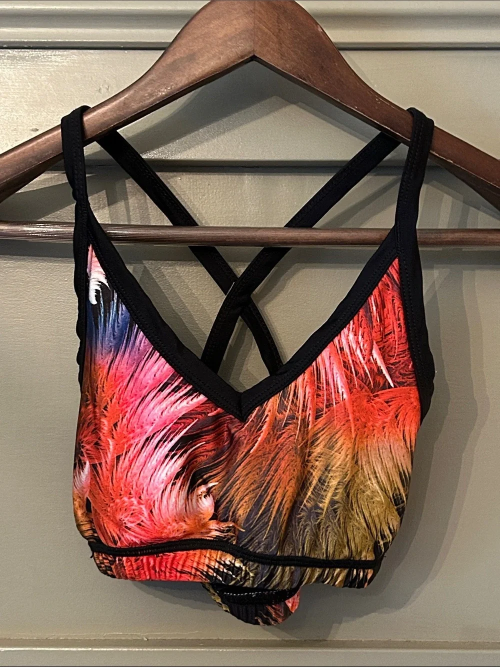 Emily Hsu Designs Firebird Sports Bra Cross Back Yoga Gym Workout Size Small